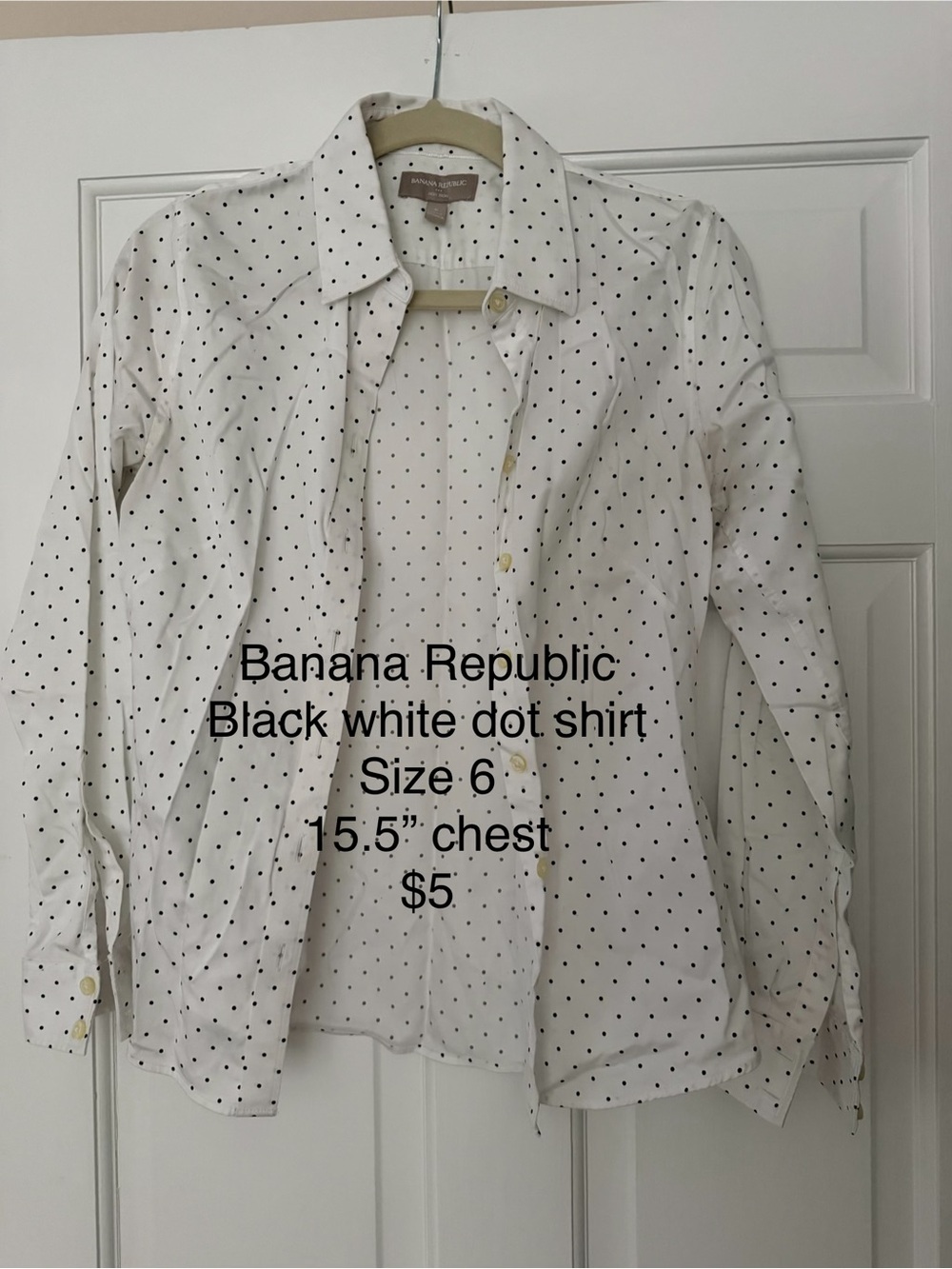Banana Republic White Shirt with Black Dot Pattern - Women’s